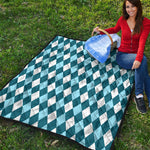 Soft Blue Argyle Pattern Print Quilt