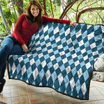 Soft Blue Argyle Pattern Print Quilt