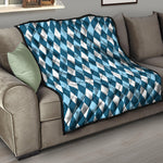 Soft Blue Argyle Pattern Print Quilt
