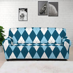 Soft Blue Argyle Pattern Print Sofa Cover