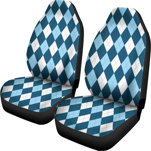 Soft Blue Argyle Pattern Print Universal Fit Car Seat Covers