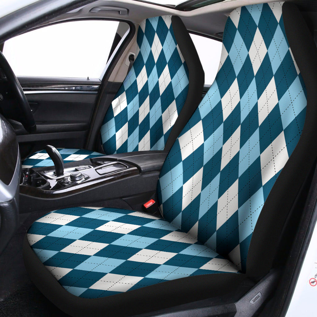 Soft Blue Argyle Pattern Print Universal Fit Car Seat Covers