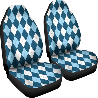 Soft Blue Argyle Pattern Print Universal Fit Car Seat Covers