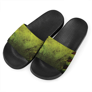 Softball Ball Print Black Slide Sandals