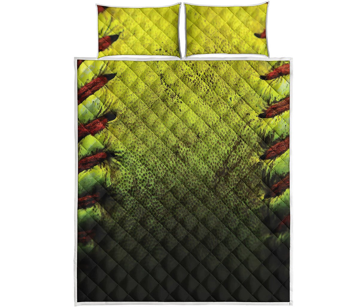 Softball Ball Print Quilt Bed Set