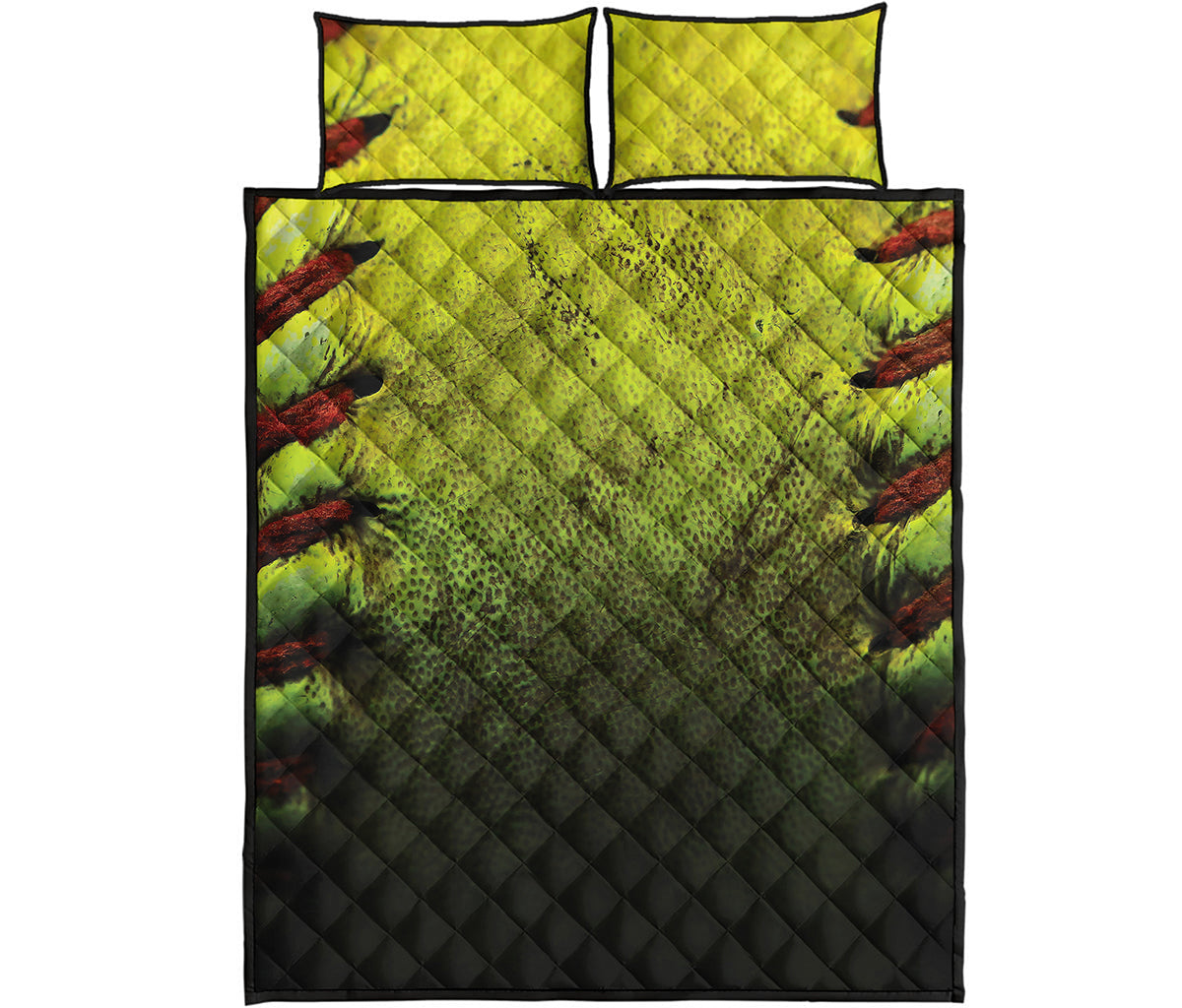 Softball Ball Print Quilt Bed Set