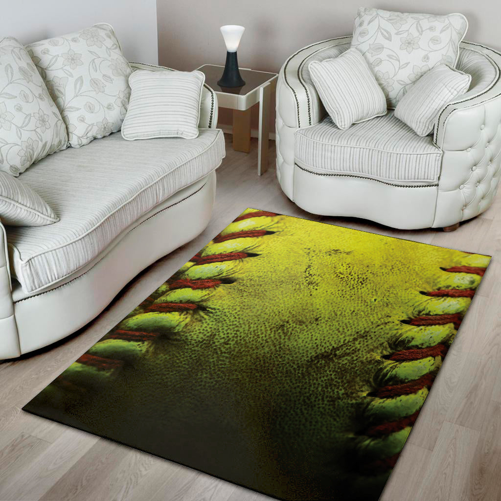 Softball Ball Texture Print Area Rug