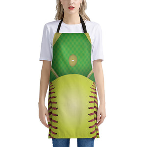 Softball Field And Ball Print Apron