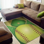 Softball Field And Ball Print Area Rug