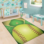 Softball Field And Ball Print Area Rug