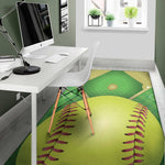 Softball Field And Ball Print Area Rug