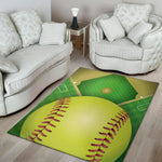 Softball Field And Ball Print Area Rug