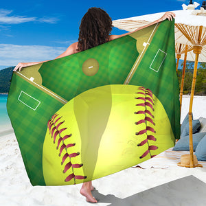 Softball Field And Ball Print Beach Sarong Wrap