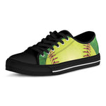 Softball Field And Ball Print Black Low Top Shoes