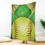 Softball Field And Ball Print Blanket