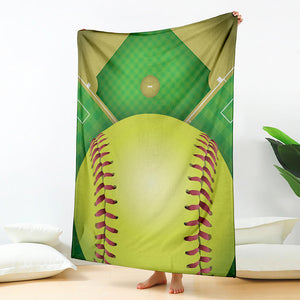 Softball Field And Ball Print Blanket