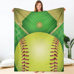 Softball Field And Ball Print Blanket