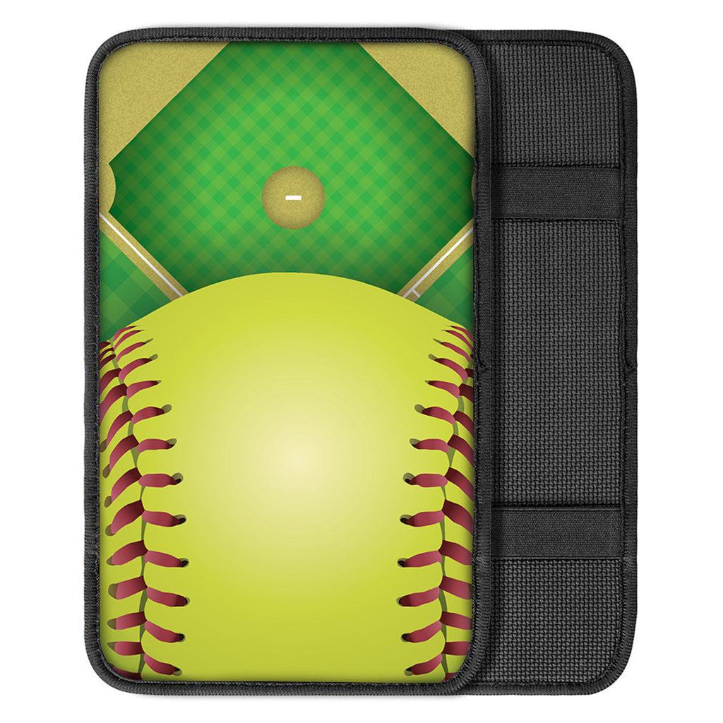 Softball Field And Ball Print Car Center Console Cover