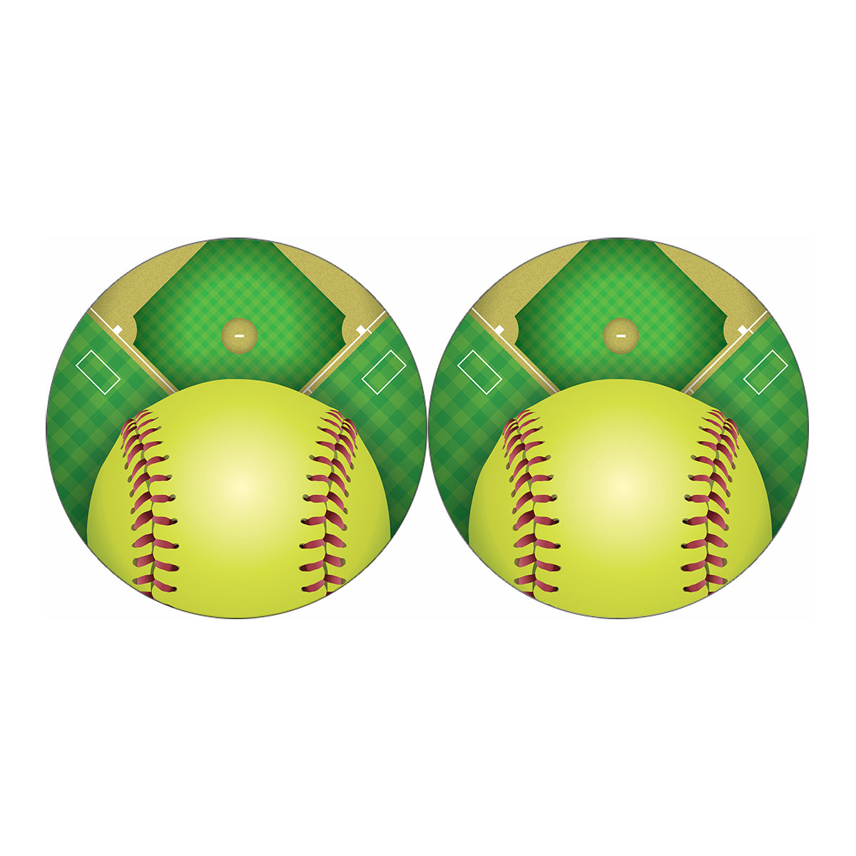 Softball Field And Ball Print Car Coasters