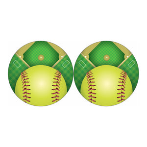 Softball Field And Ball Print Car Coasters