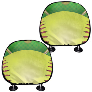 Softball Field And Ball Print Car Headrest Covers