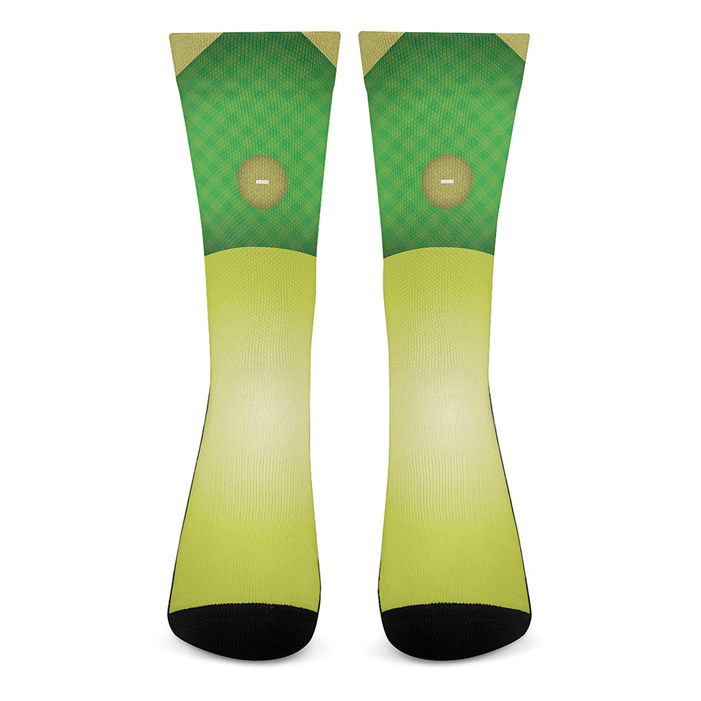 Softball Field And Ball Print Crew Socks