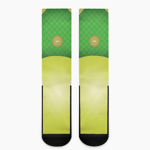 Softball Field And Ball Print Crew Socks