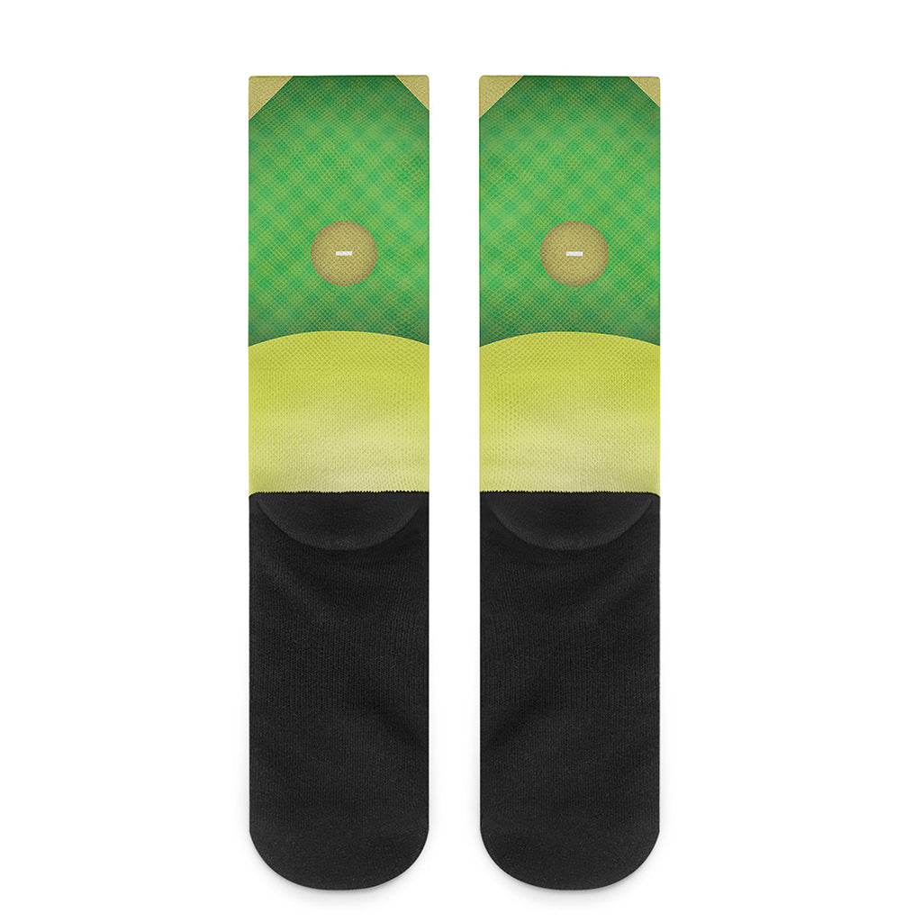 Softball Field And Ball Print Crew Socks