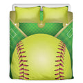 Softball Field And Ball Print Duvet Cover Bedding Set