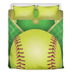 Softball Field And Ball Print Duvet Cover Bedding Set