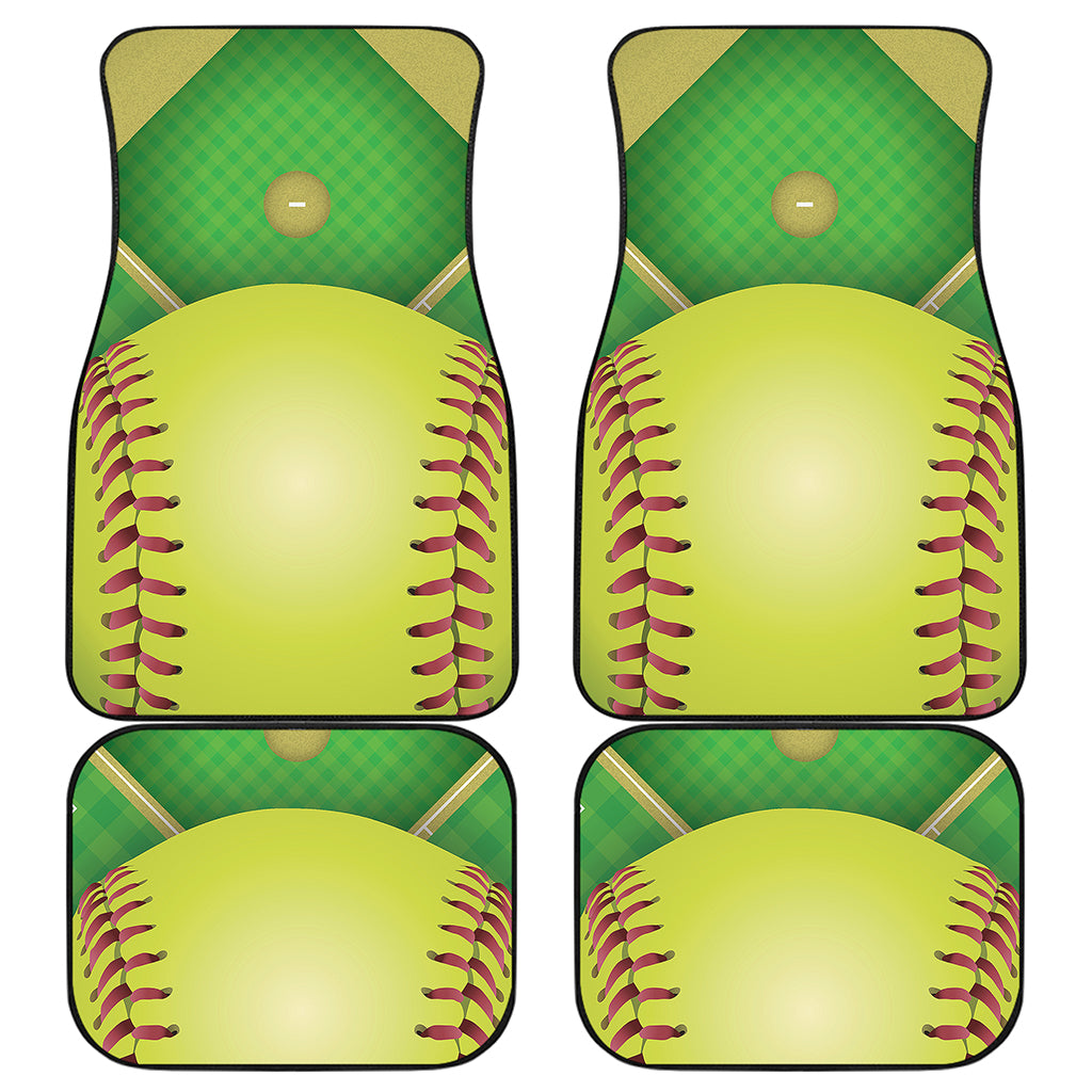 Softball Field And Ball Print Front and Back Car Floor Mats