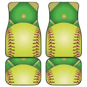 Softball Field And Ball Print Front and Back Car Floor Mats