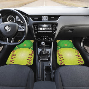 Softball Field And Ball Print Front and Back Car Floor Mats