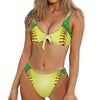 Softball Field And Ball Print Front Bow Tie Bikini