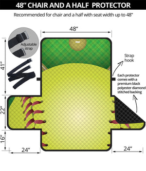 Softball Field And Ball Print Half Sofa Protector