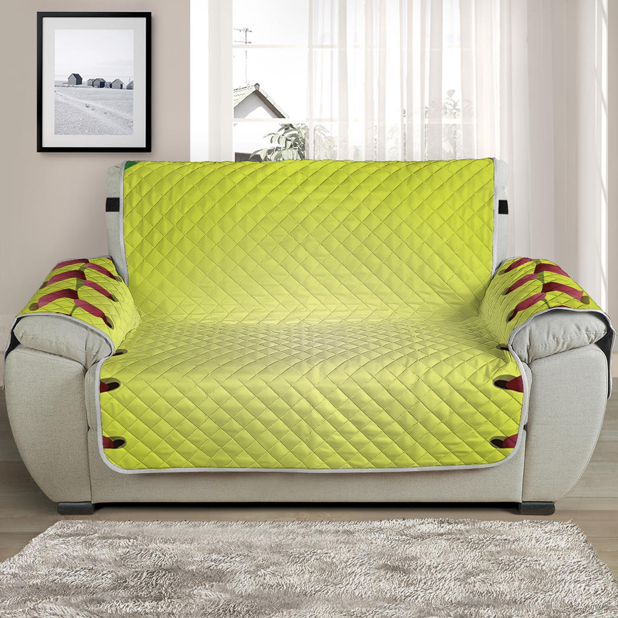 Softball Field And Ball Print Half Sofa Protector