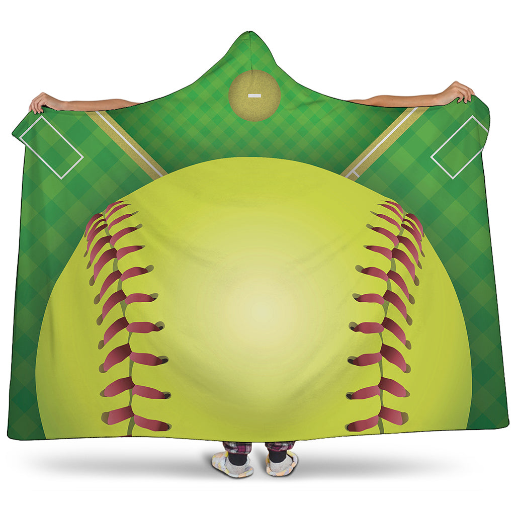 Softball Field And Ball Print Hooded Blanket