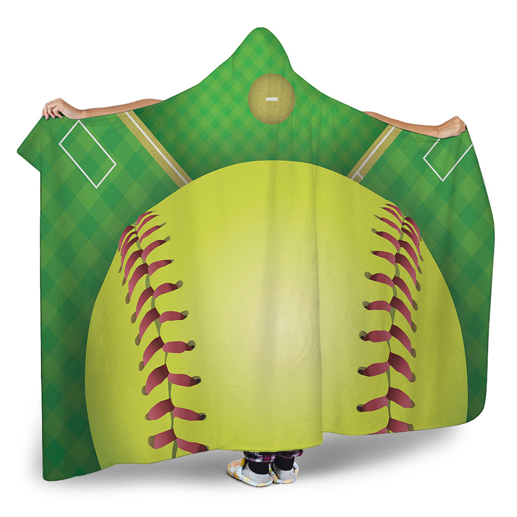 Softball Field And Ball Print Hooded Blanket