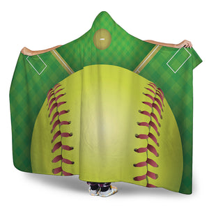 Softball Field And Ball Print Hooded Blanket