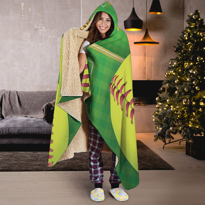 Softball Field And Ball Print Hooded Blanket