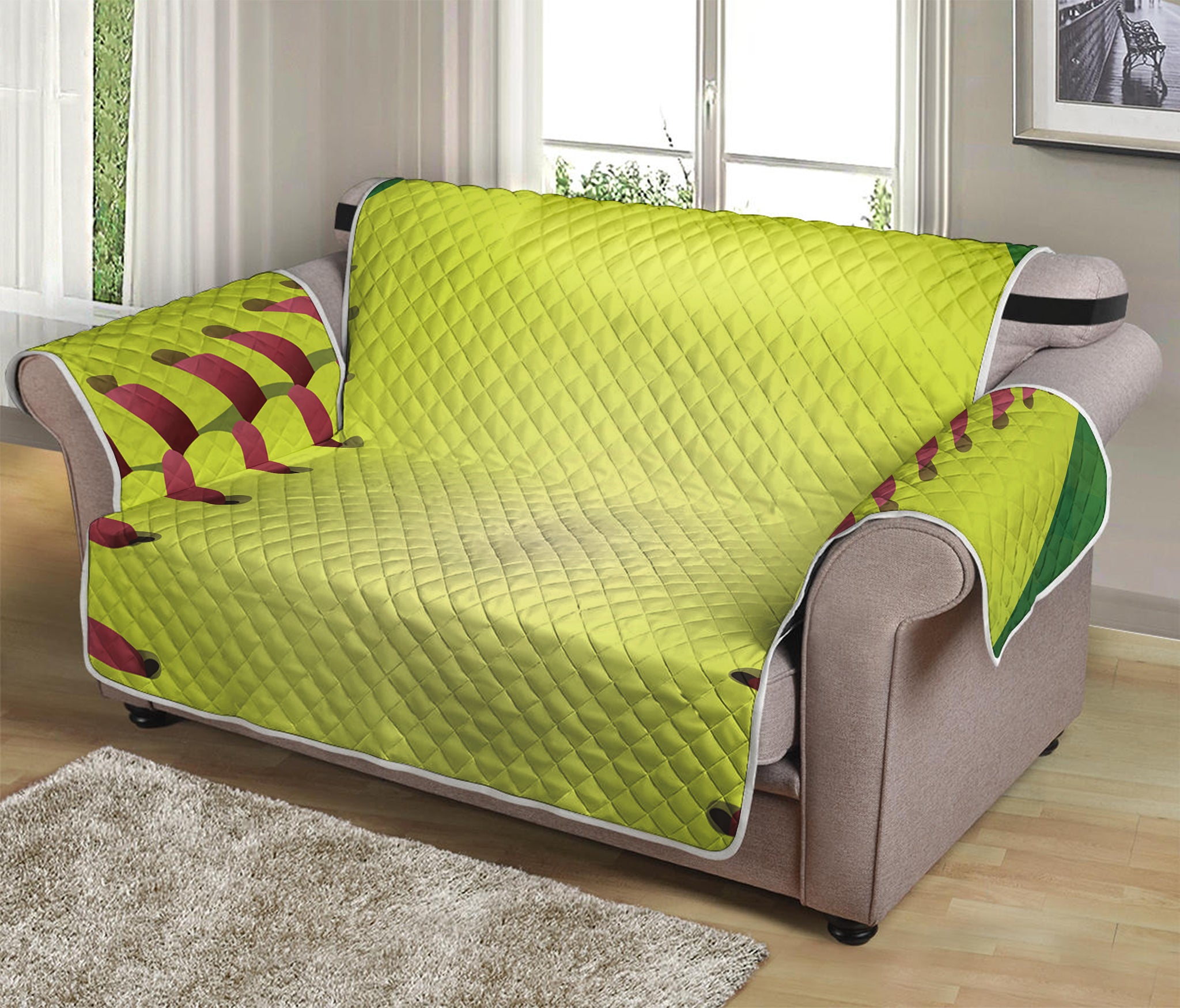 Softball Field And Ball Print Loveseat Protector