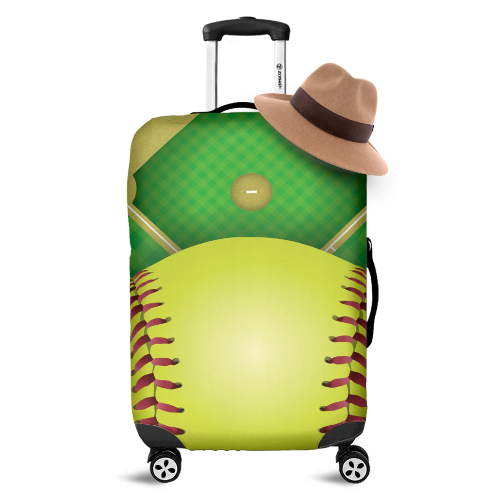 Softball Field And Ball Print Luggage Cover