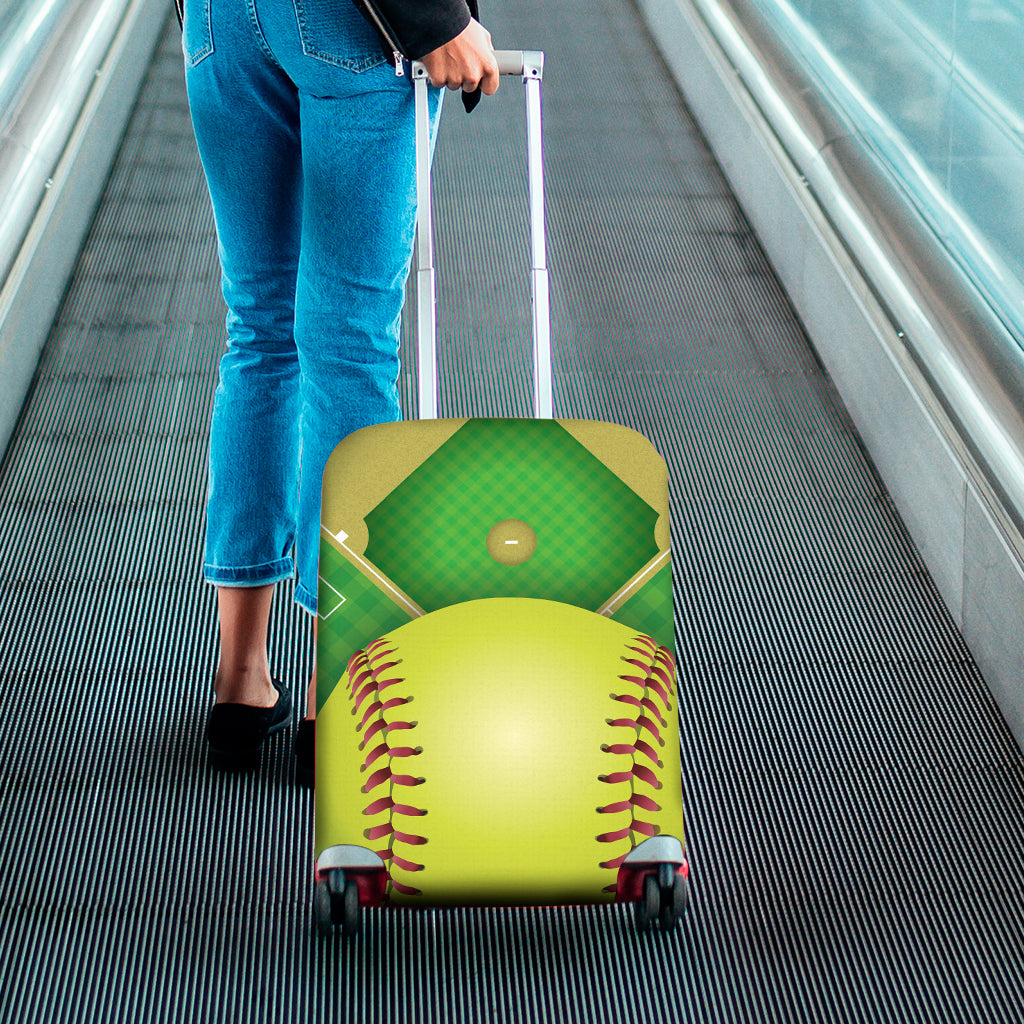 Softball Field And Ball Print Luggage Cover