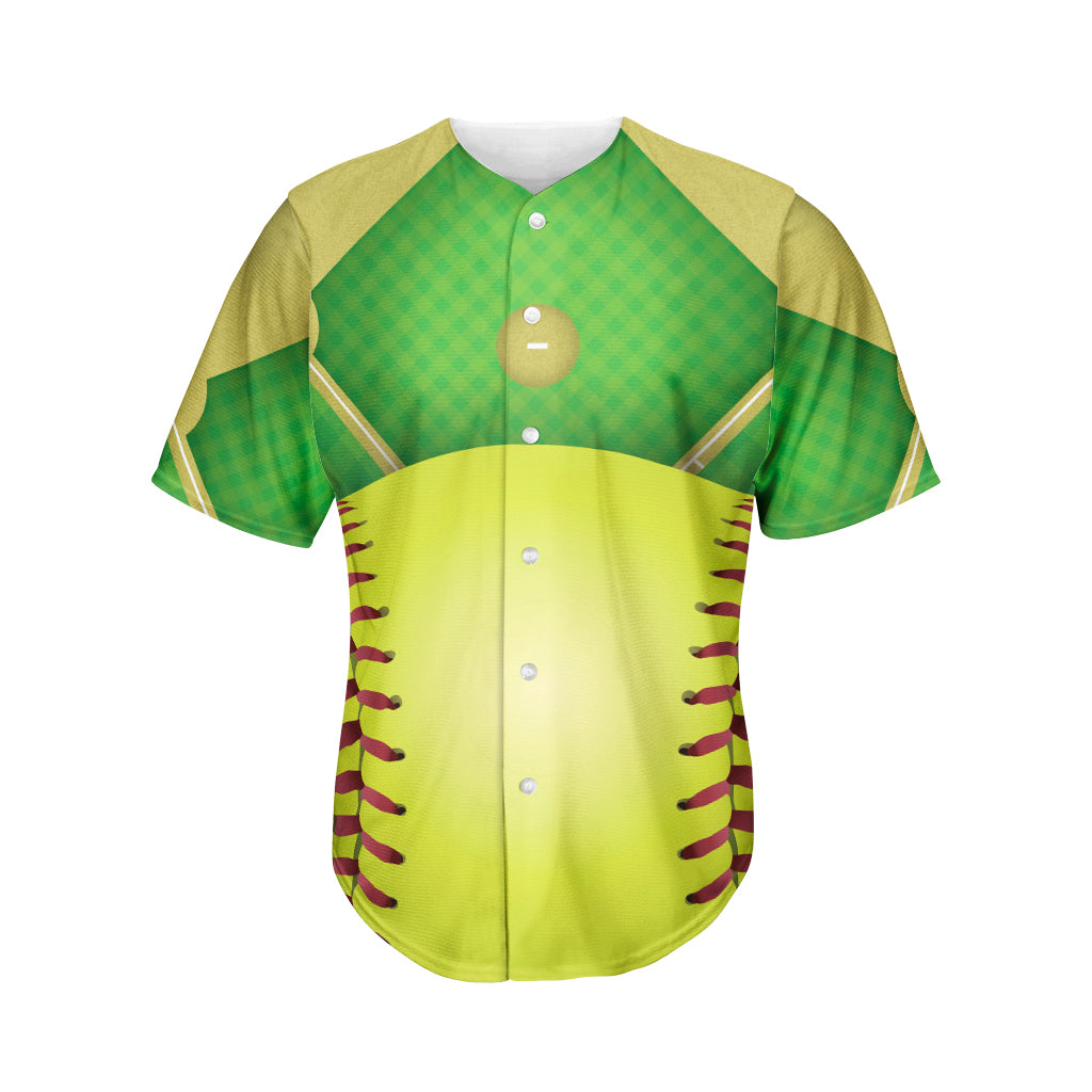 Softball Field And Ball Print Men's Baseball Jersey