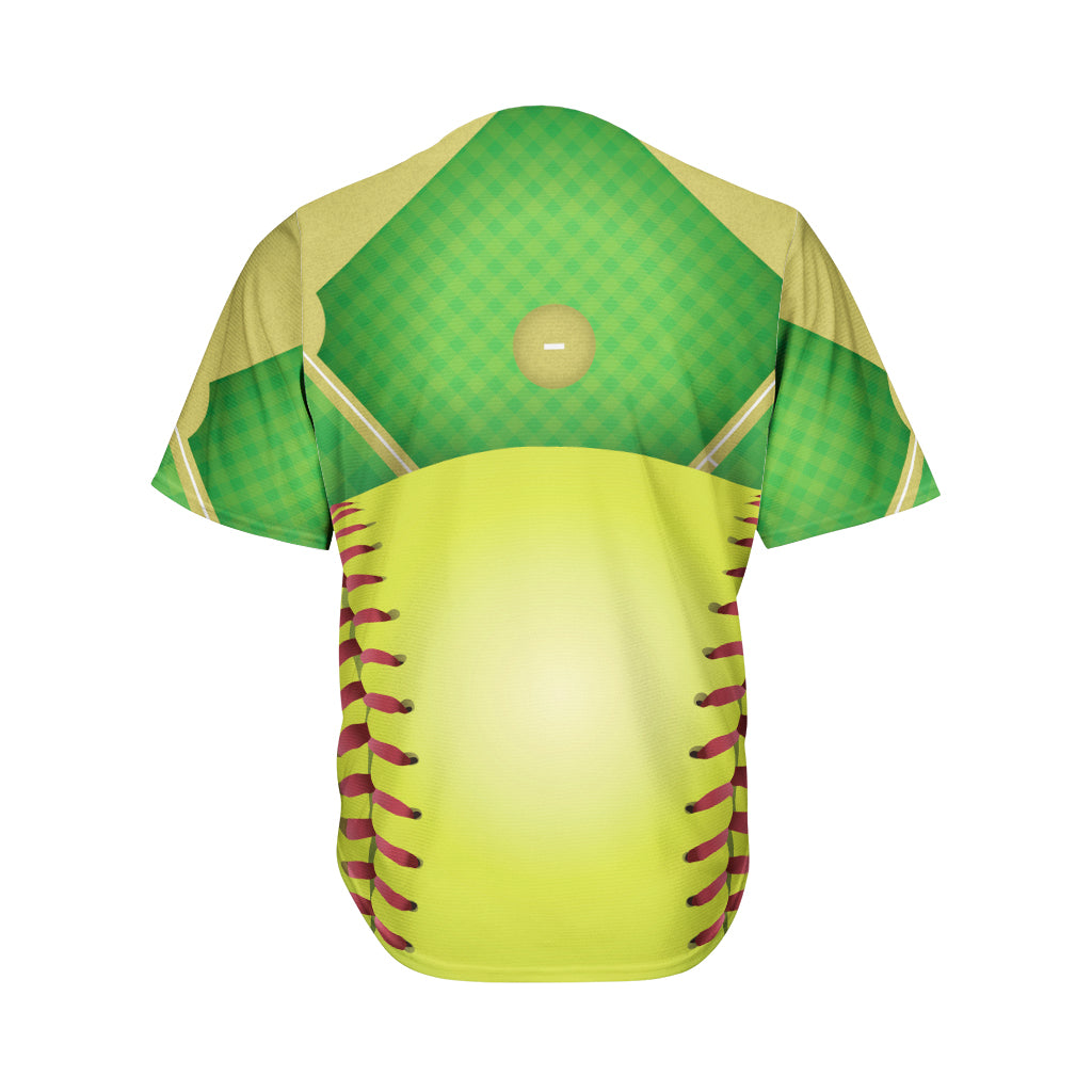 Softball Field And Ball Print Men's Baseball Jersey