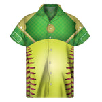 Softball Field And Ball Print Men's Short Sleeve Shirt