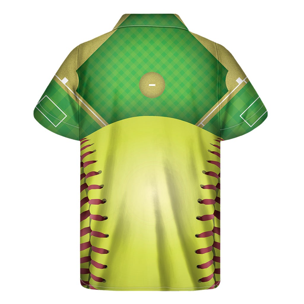Softball Field And Ball Print Men's Short Sleeve Shirt