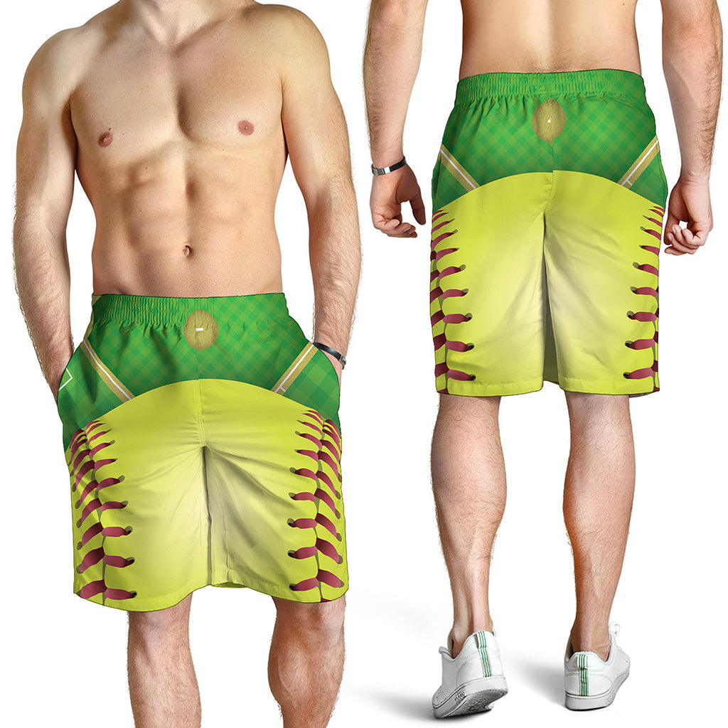 Softball Field And Ball Print Men's Shorts
