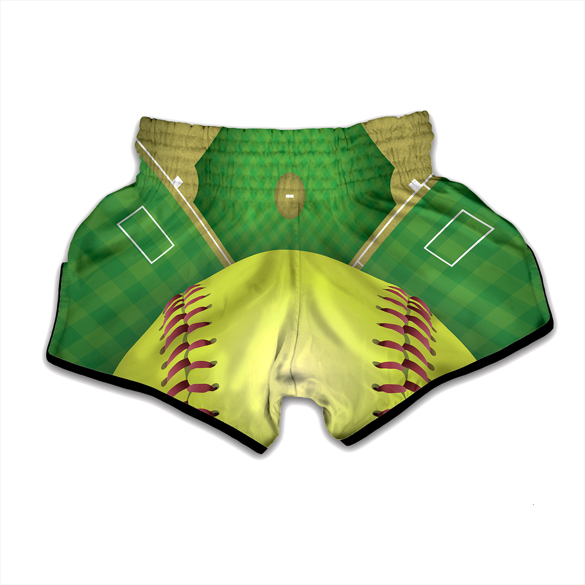 Softball Field And Ball Print Muay Thai Boxing Shorts