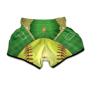 Softball Field And Ball Print Muay Thai Boxing Shorts